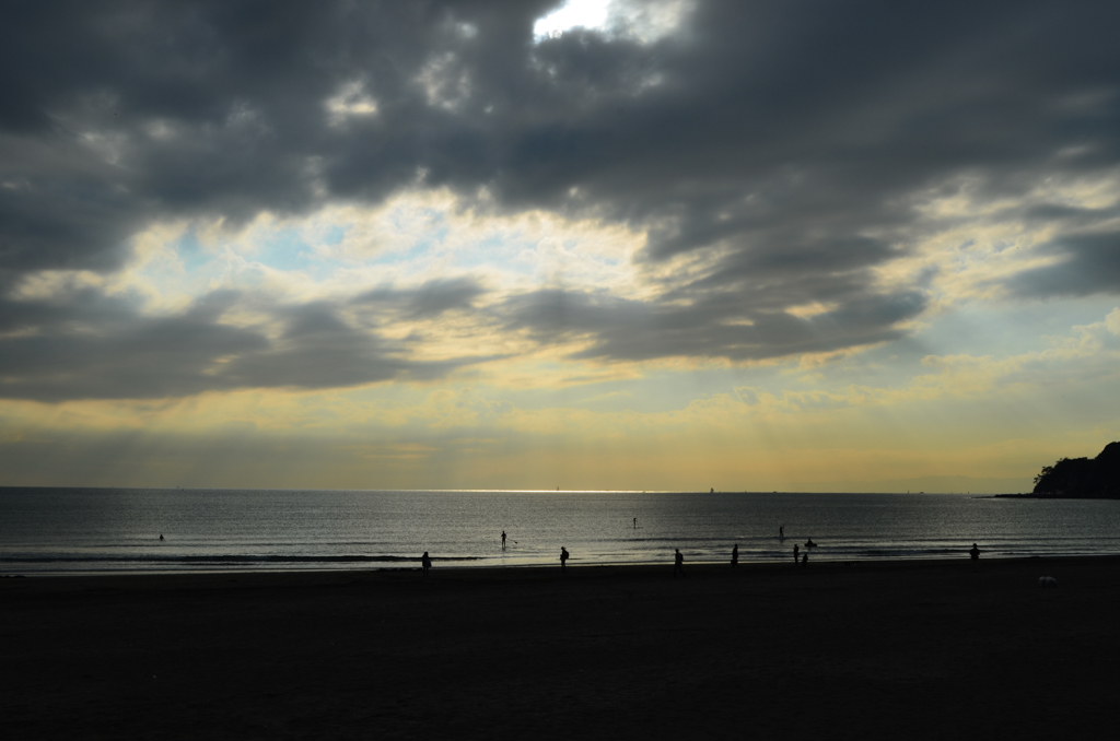 由比ガ浜の夕暮れ1